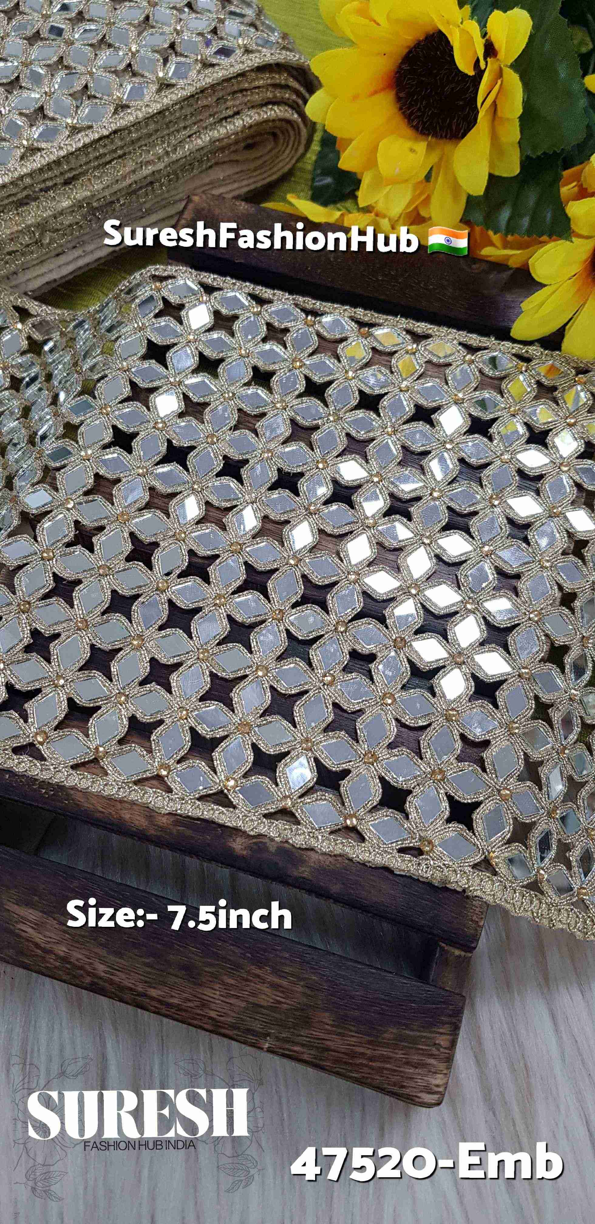  Light Gold Mirror Cutwork Lace