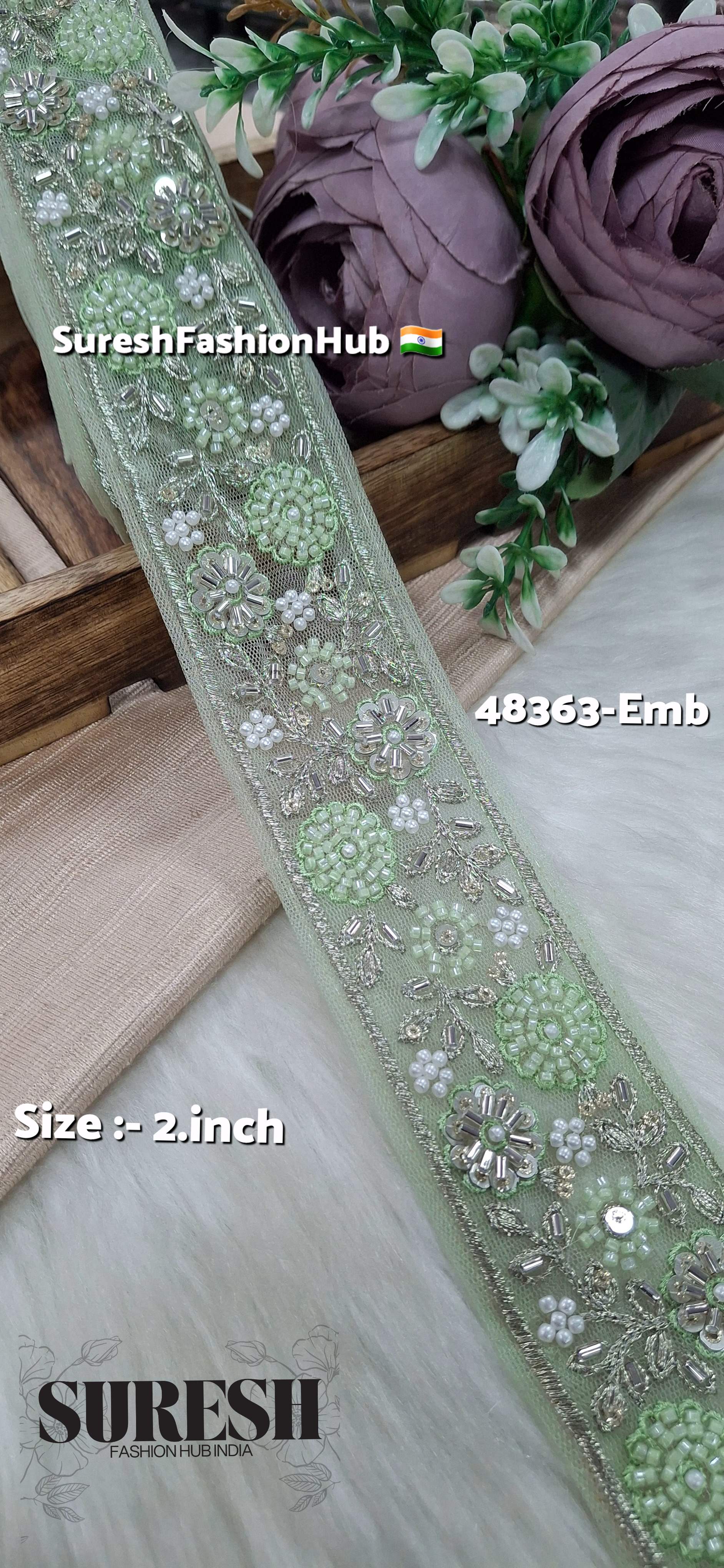 Pista Beaded Floral Net Embroidered Lace
