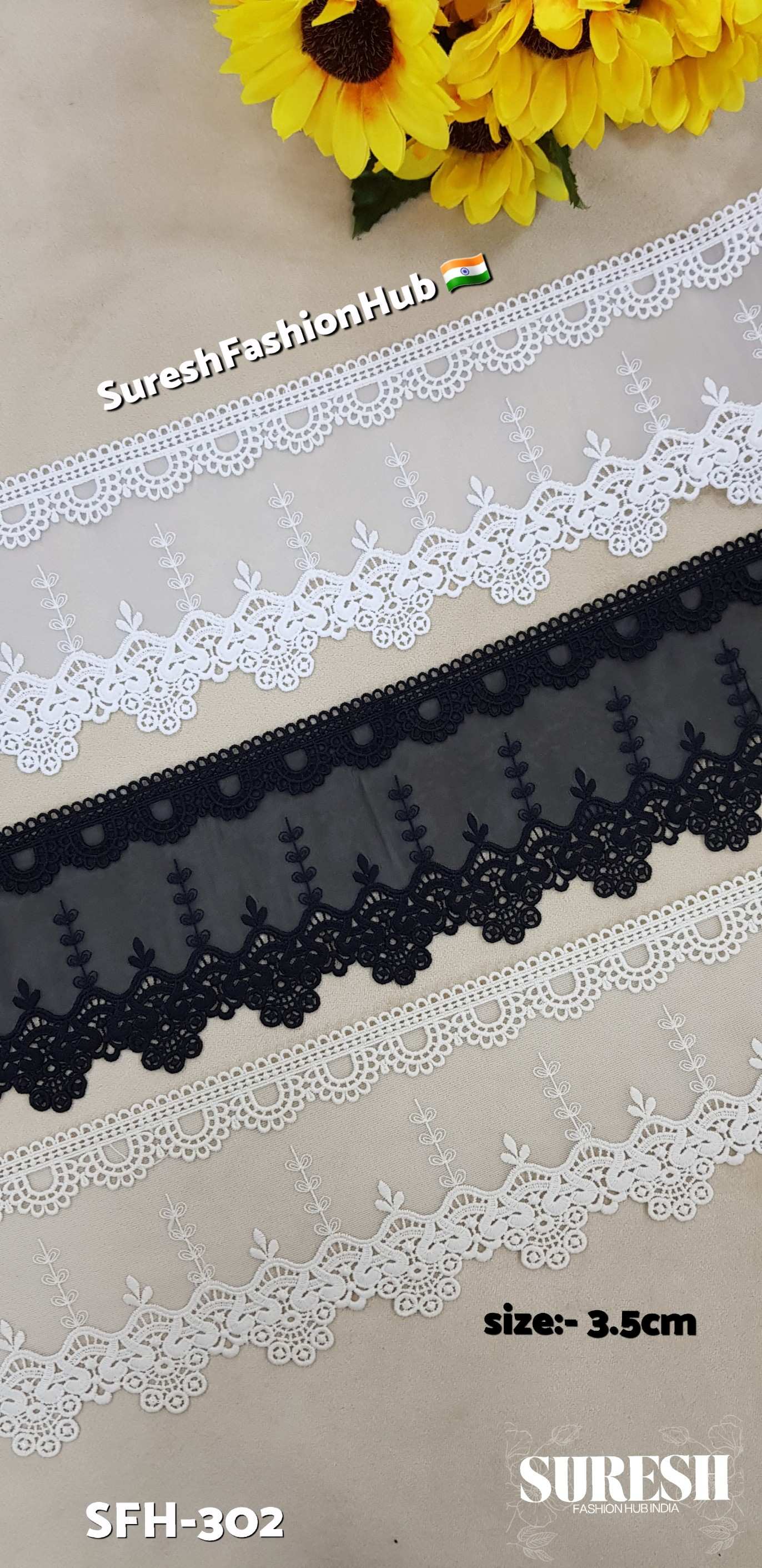 Shadow Bloom Dual Scallop Lace – Black SFH-302