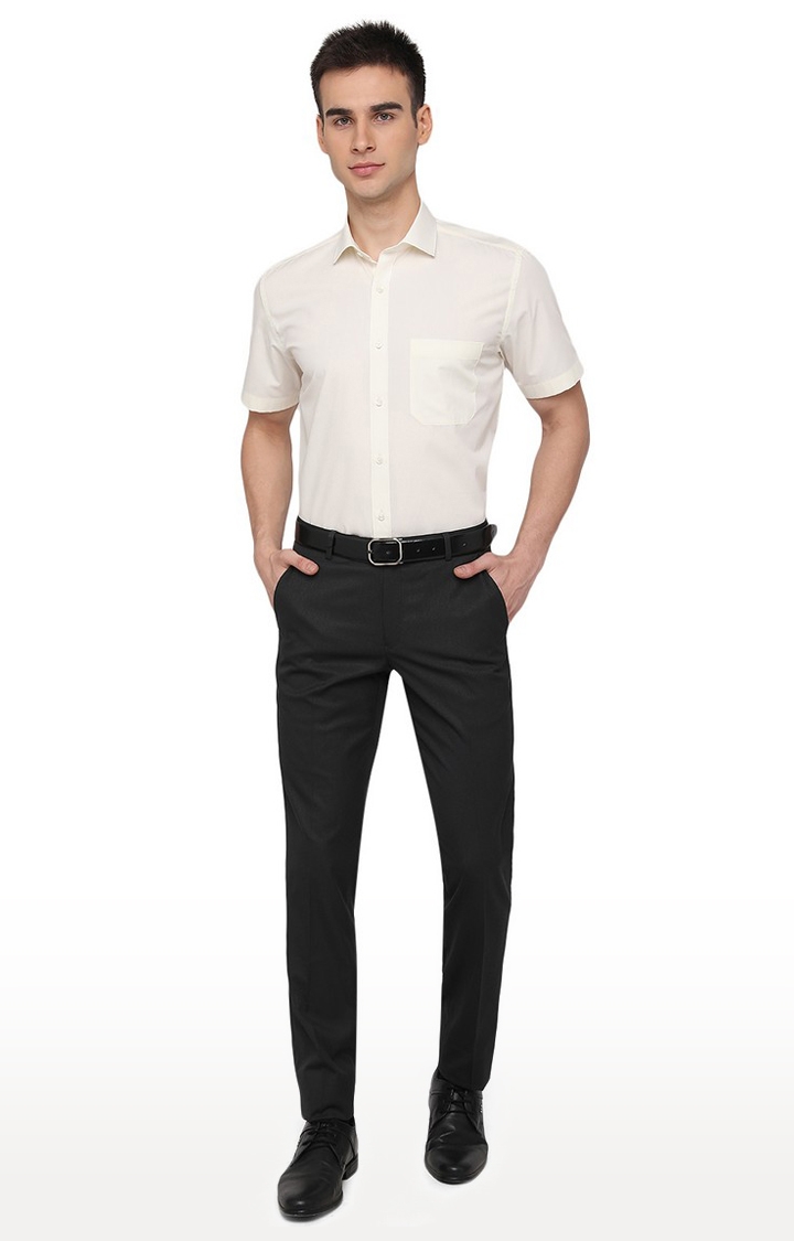 JadeBlue | Men's Grey Wool Solid Formal Trousers 1