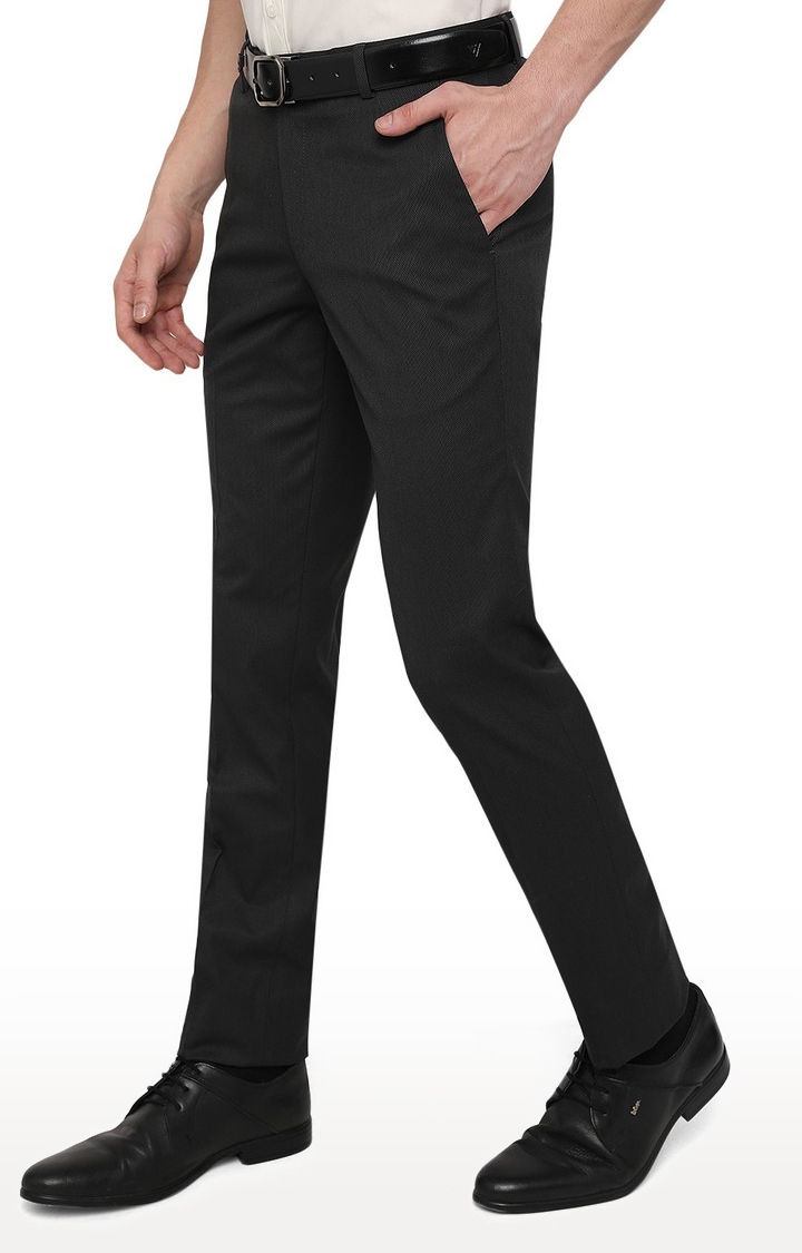 JadeBlue | Men's Grey Wool Solid Formal Trousers 2