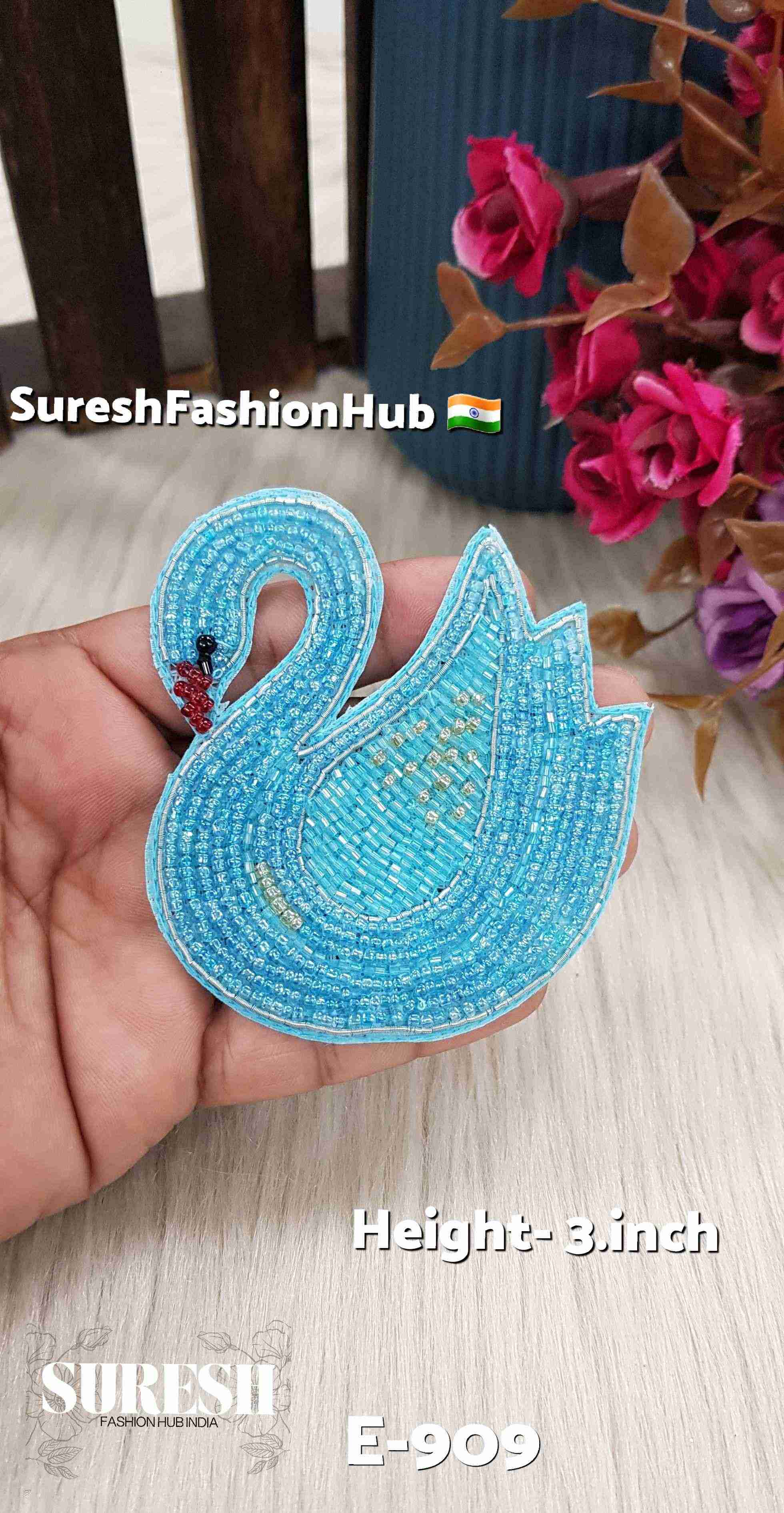 Aqua Blue Left Facing Swan Patch – E-909