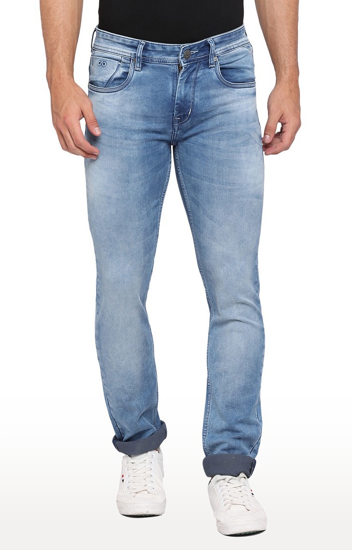JadeBlue Sport | Men's Blue Lycra Solid Jeans 0