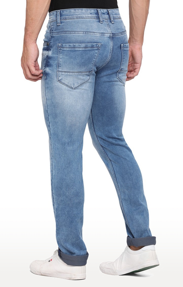 JadeBlue Sport | Men's Blue Lycra Solid Jeans 2