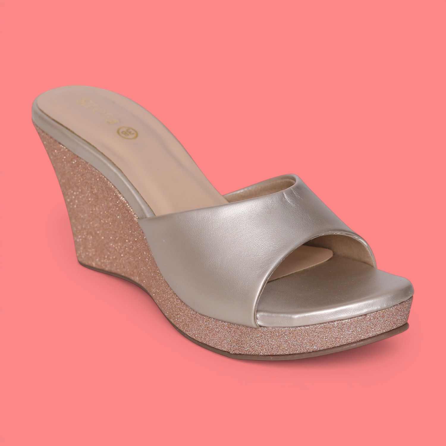 Stylish Gold Wedge Sandals
