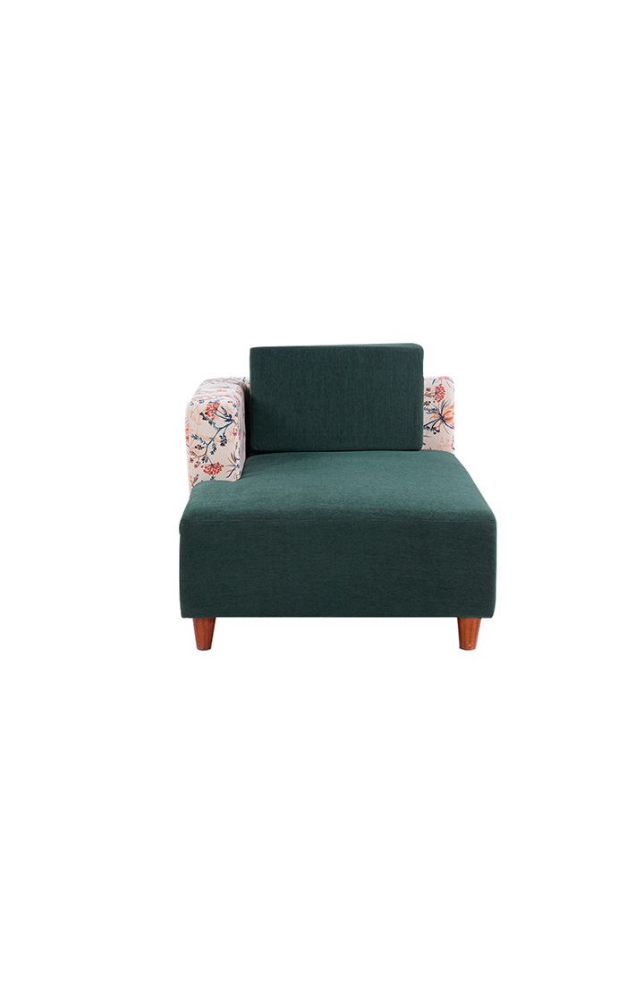 neudot Hailey Duet Fabric 1 Seater Right Aligned Lounger | R Shape | RHS | Comfortable Sofa Dual Color | Living Room | Bed Room | Floral Castle Green Colour