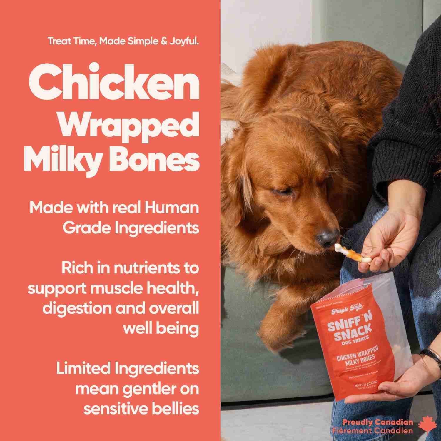 Purple Tails Sniff N Snack Chicken Wrapped Milky Bones Dog Treat, 70 g