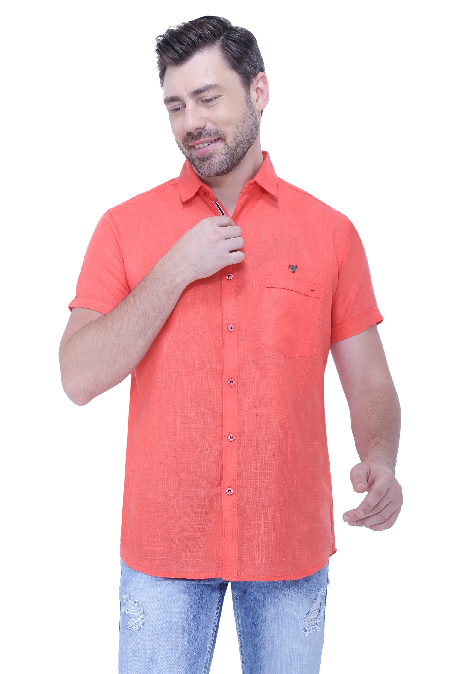 Kuons Avenue | Kuons Avenue Men's Linen Blend Half Sleeves Casual Shirt-KACLHS1233 0