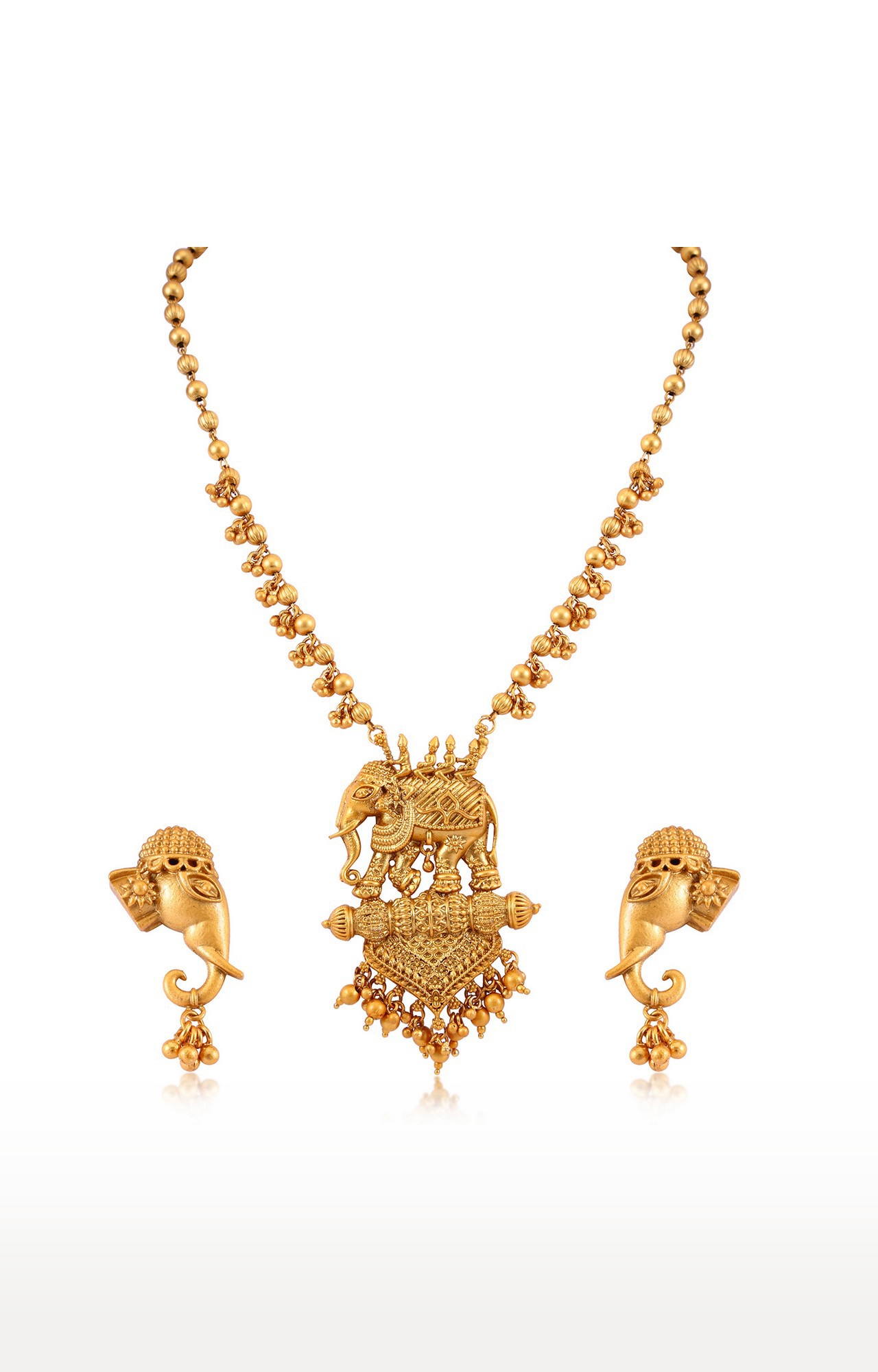 Sukkhi Bahubali Matte Finished Gold Plated Long Haram Necklace Set