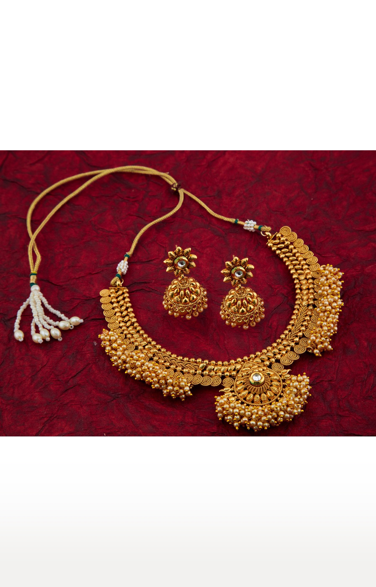 SUKKHI | Sukkhi Brilliant Pearl Gold Plated Choker Necklace Set For Women 1