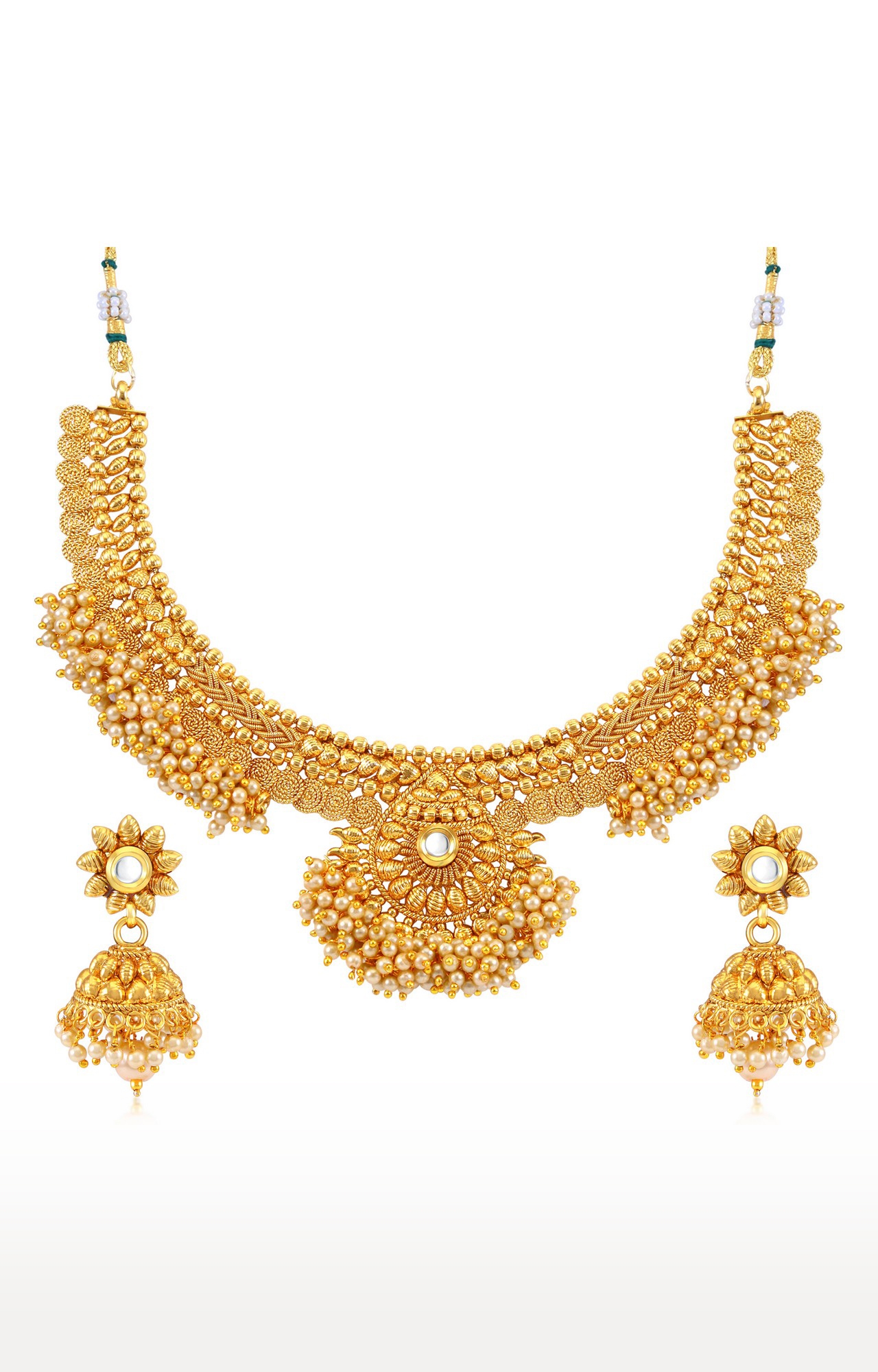 SUKKHI | Sukkhi Brilliant Pearl Gold Plated Choker Necklace Set For Women 0