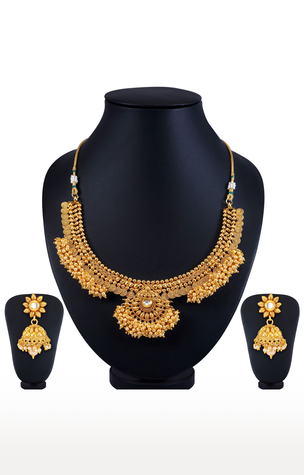 SUKKHI | Sukkhi Brilliant Pearl Gold Plated Choker Necklace Set For Women 3