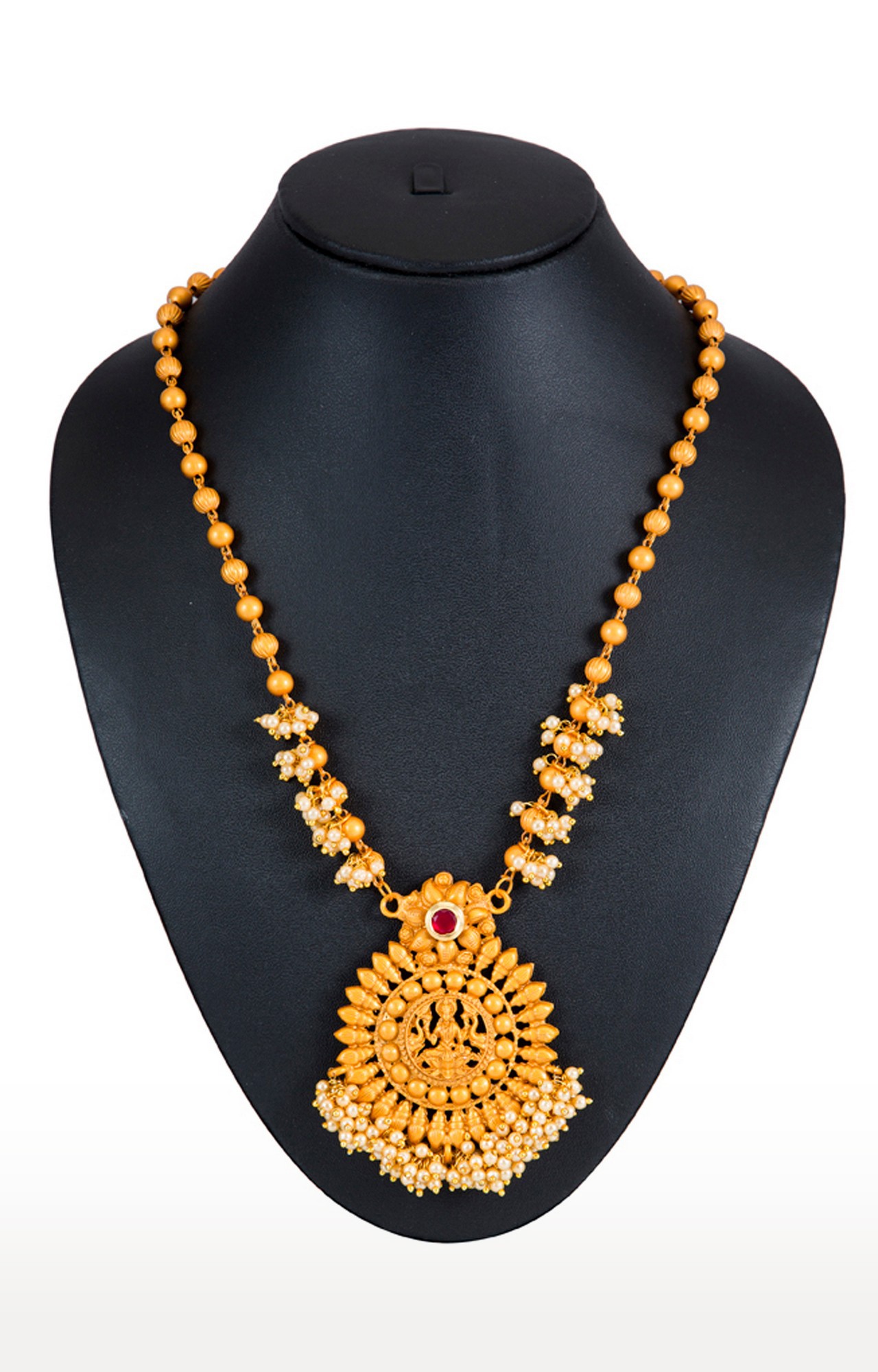 Sukkhi Classic Laxmi Gold Plated Temple Jewellery Pearl Long Haram