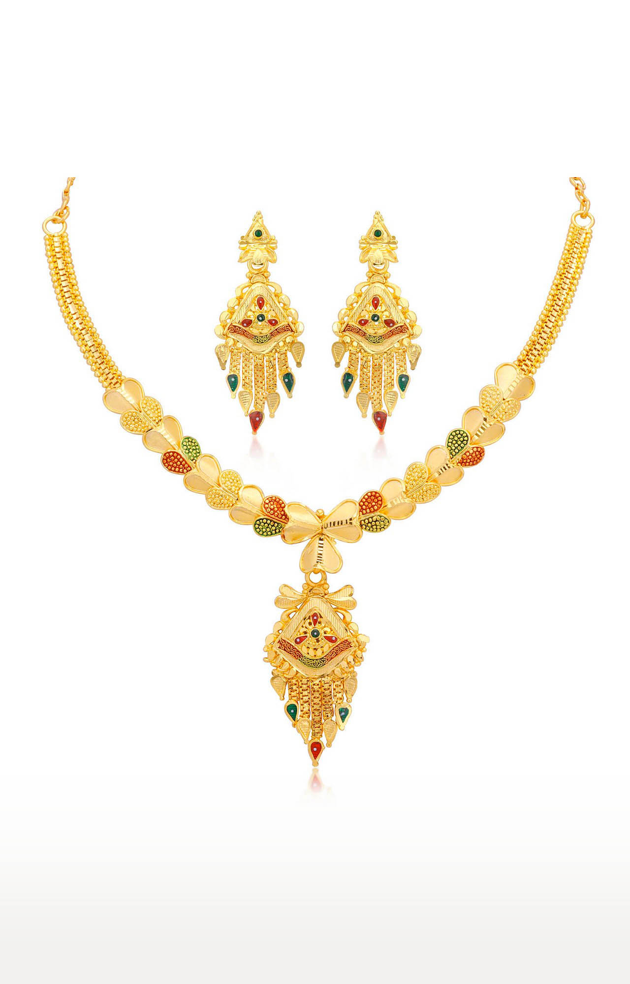 24 carat gold necklace online set with price