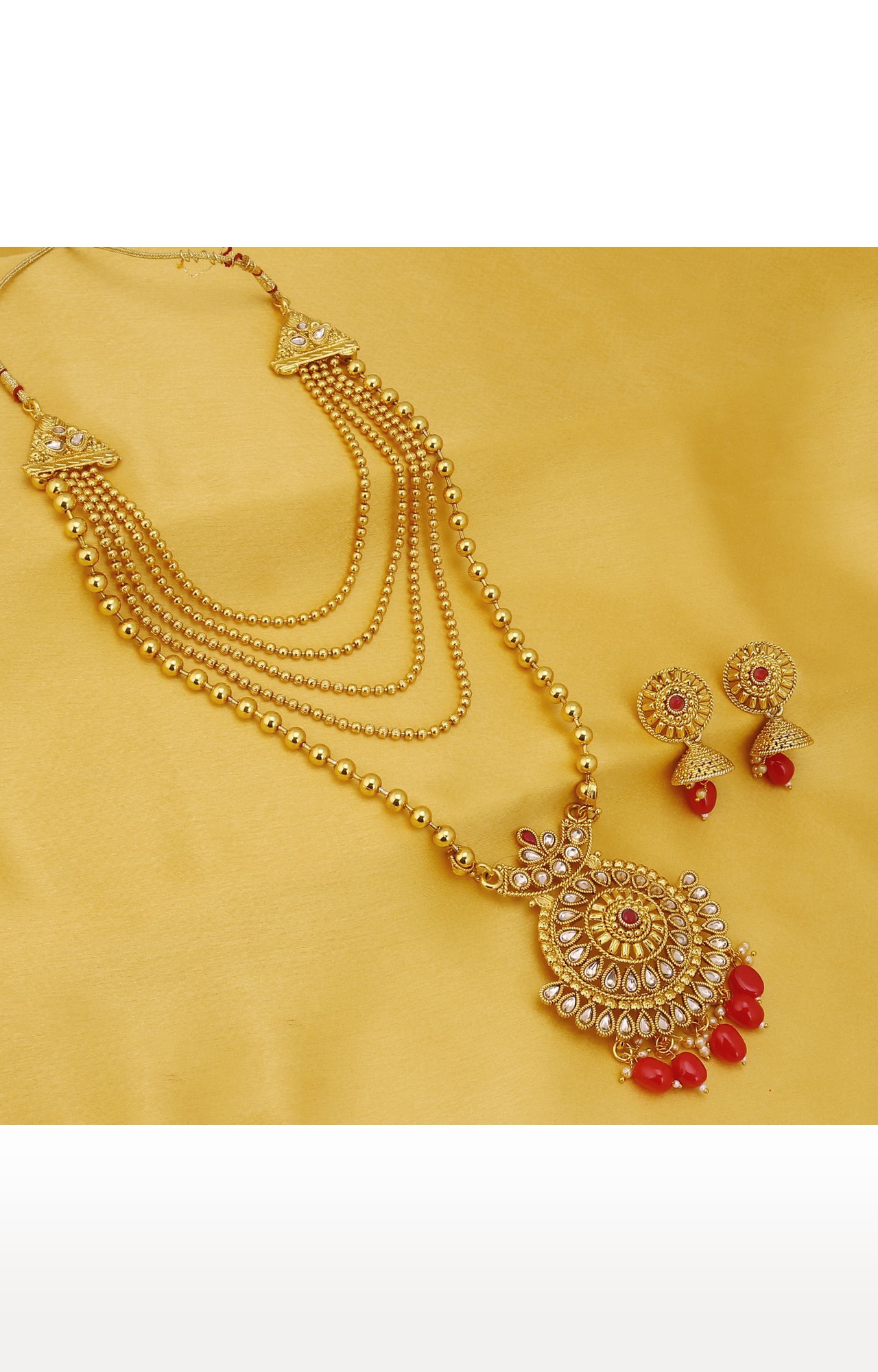 SUKKHI | Sukkhi Gleaming Gold Plated LCT Stone Long Haram Necklace Set For Women 2