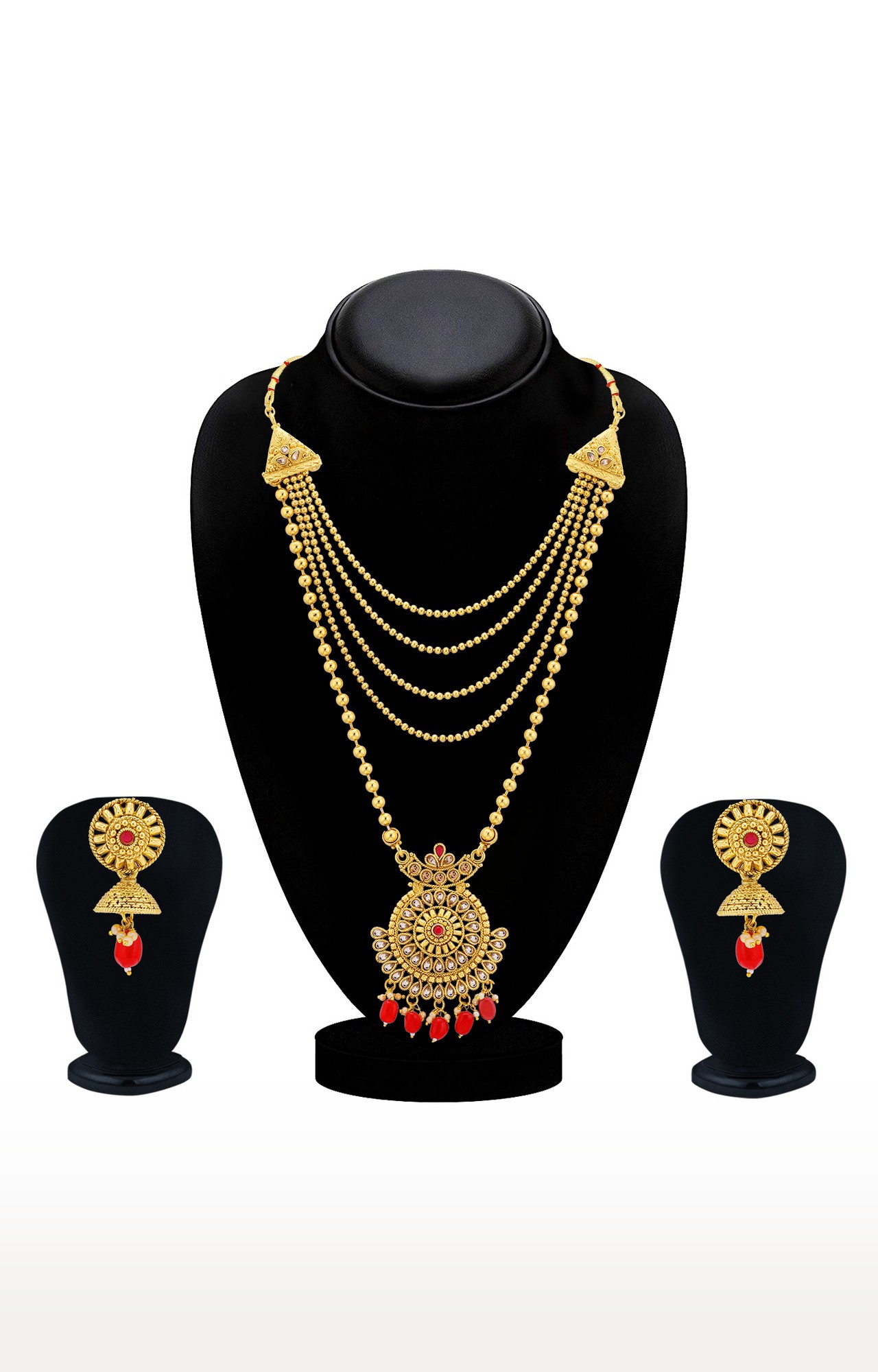 SUKKHI | Sukkhi Gleaming Gold Plated LCT Stone Long Haram Necklace Set For Women 3