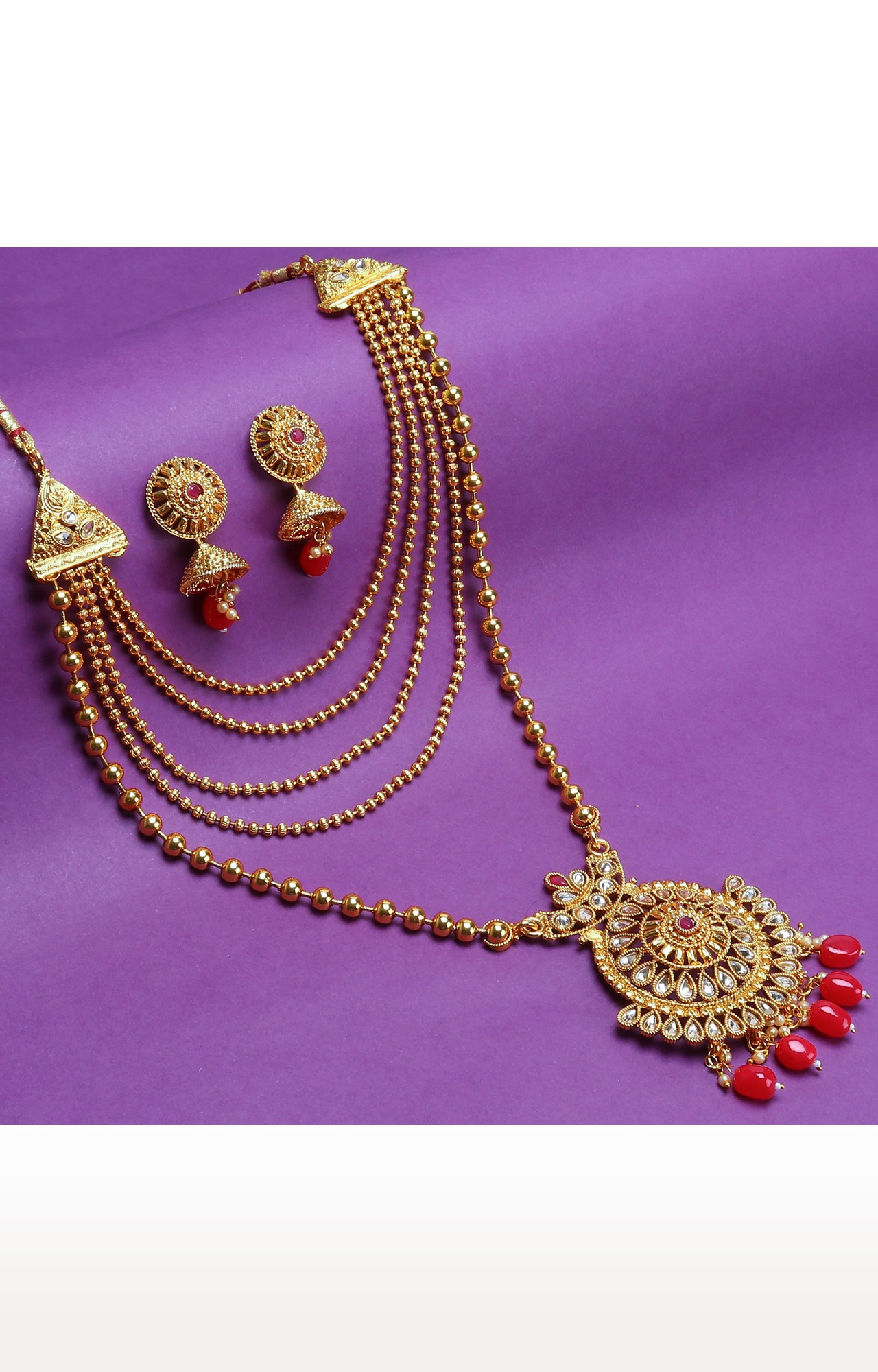 SUKKHI | Sukkhi Gleaming Gold Plated LCT Stone Long Haram Necklace Set For Women 1