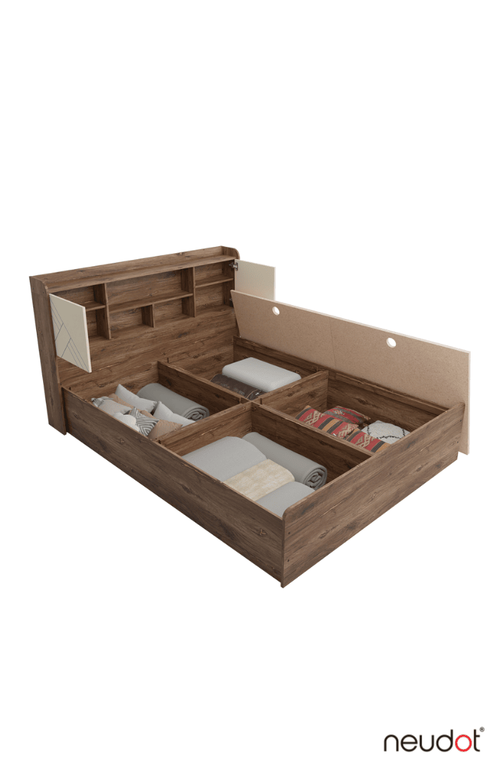 Paris Bed With Box Storage - Queen, Western Oak Finish
