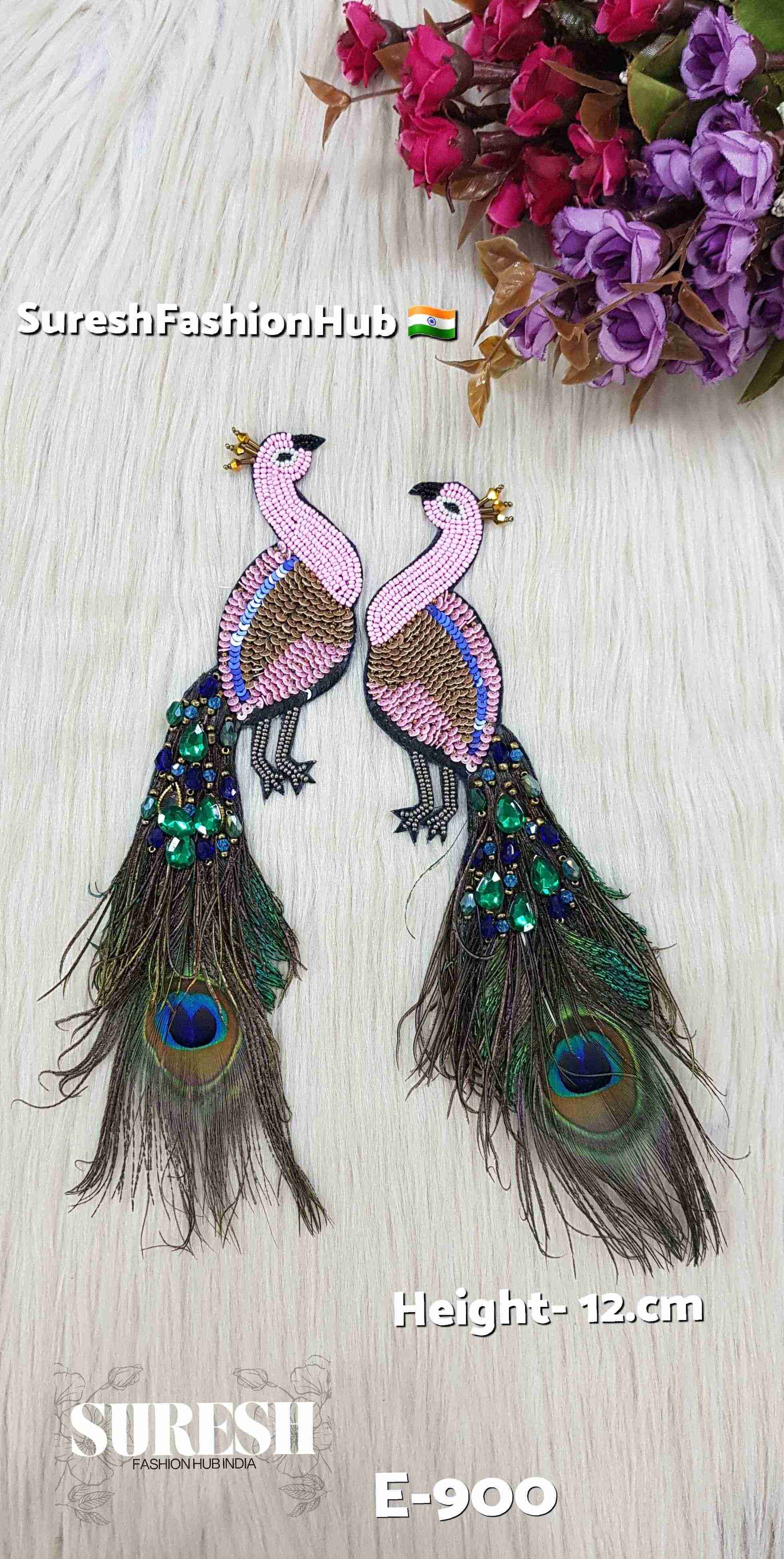 Baby Pink Peacock Patch – Left Facing | E-900