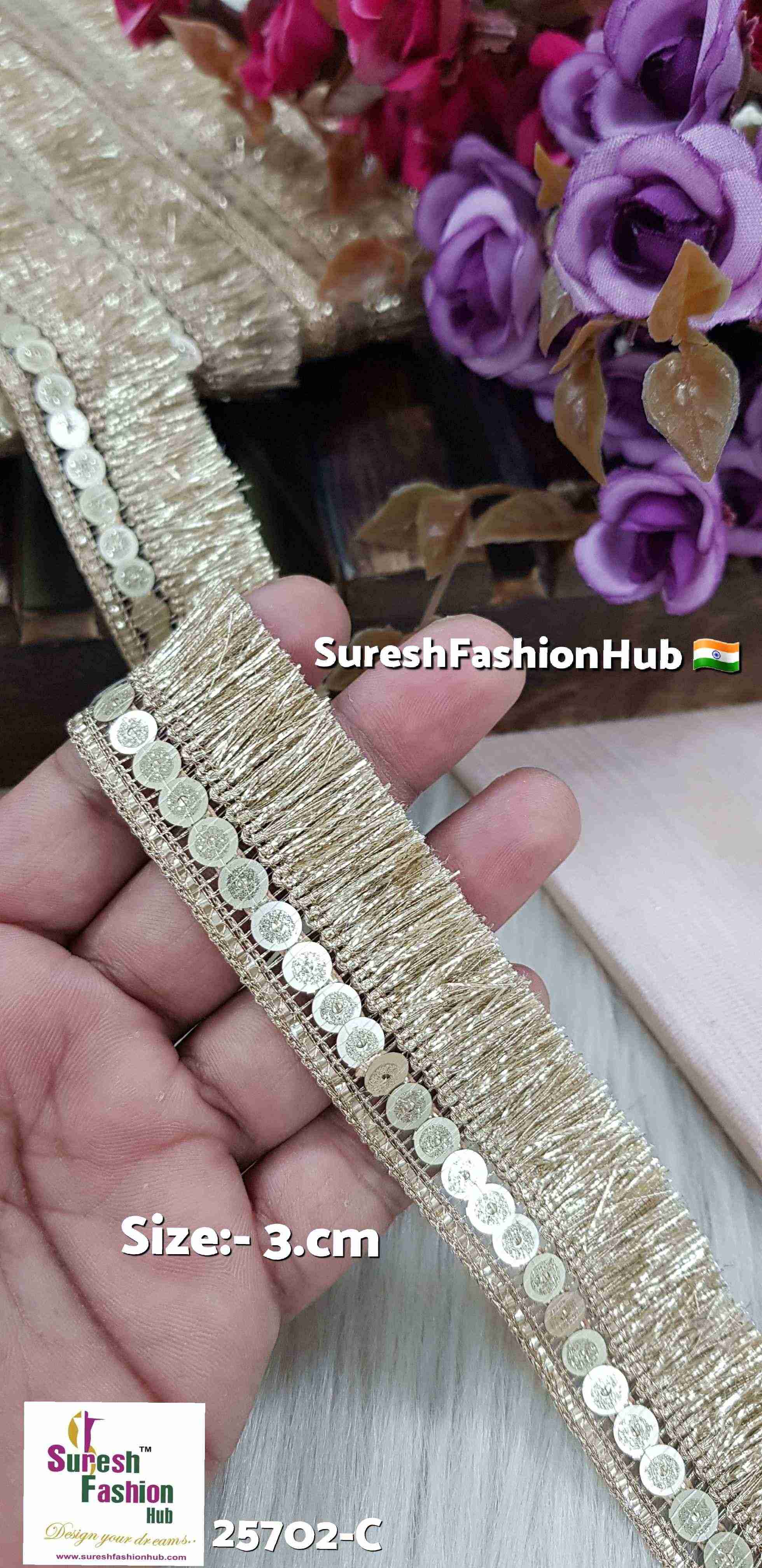 Pearl Badla Sequence Jhalar Lace