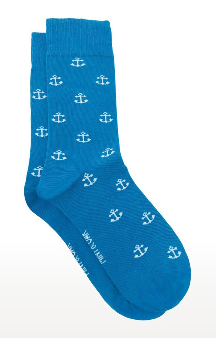 Mint & Oak | Mint & Oak AnchorMen Blue Calf Length Socks for Men 0