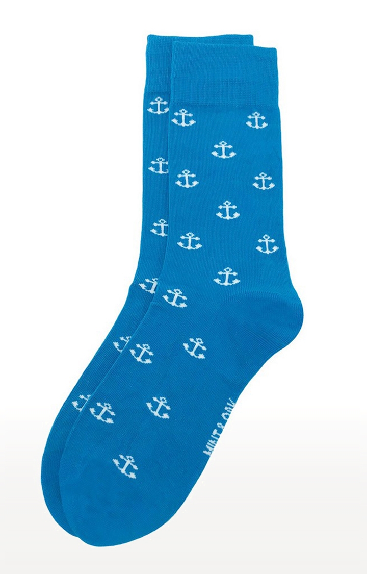 Mint & Oak | Mint & Oak AnchorMen Blue Calf Length Socks for Men 1