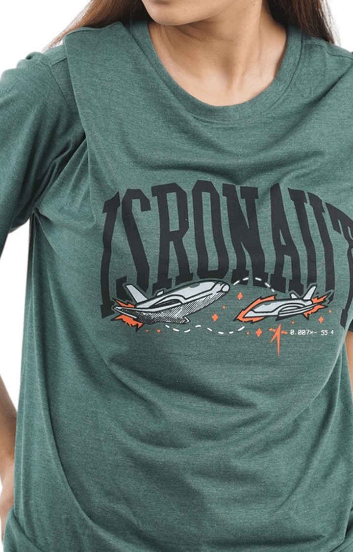 Unisex ISRONAUT RLVTD Drop Shoulder Tri-Blend T-Shirt in Bottle Green