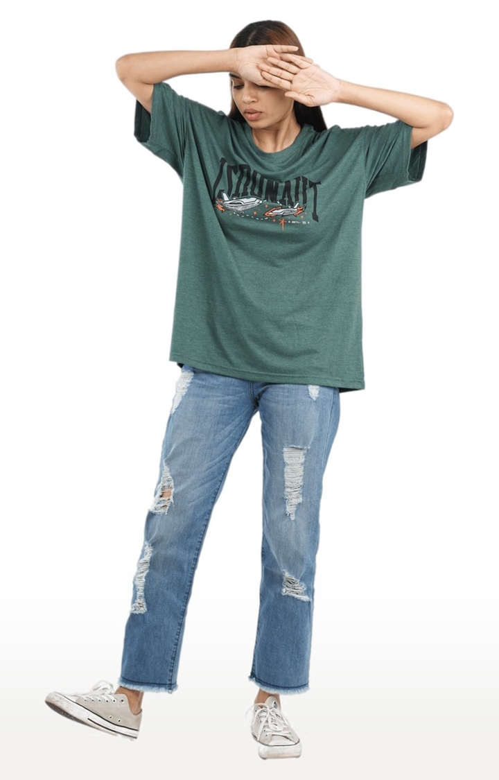Unisex ISRONAUT RLVTD Drop Shoulder Tri-Blend T-Shirt in Bottle Green