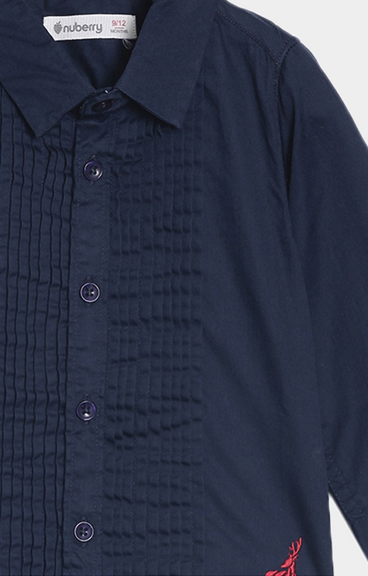 Nuberry Boys Party Wear Navy Shirt