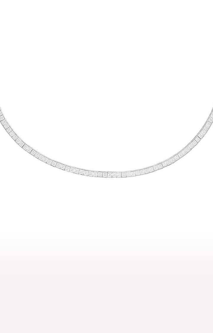 Sparkling Squareline Silver Necklace