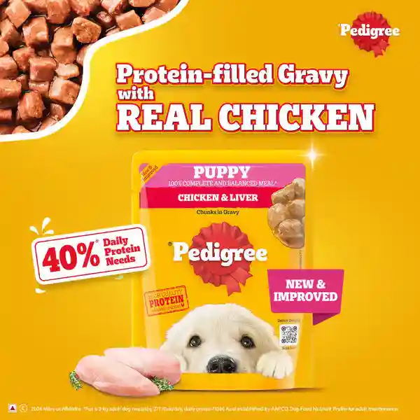 Pedigree Chicken & Liver Chunks in Gravy Puppy Wet Dog Food, 350g