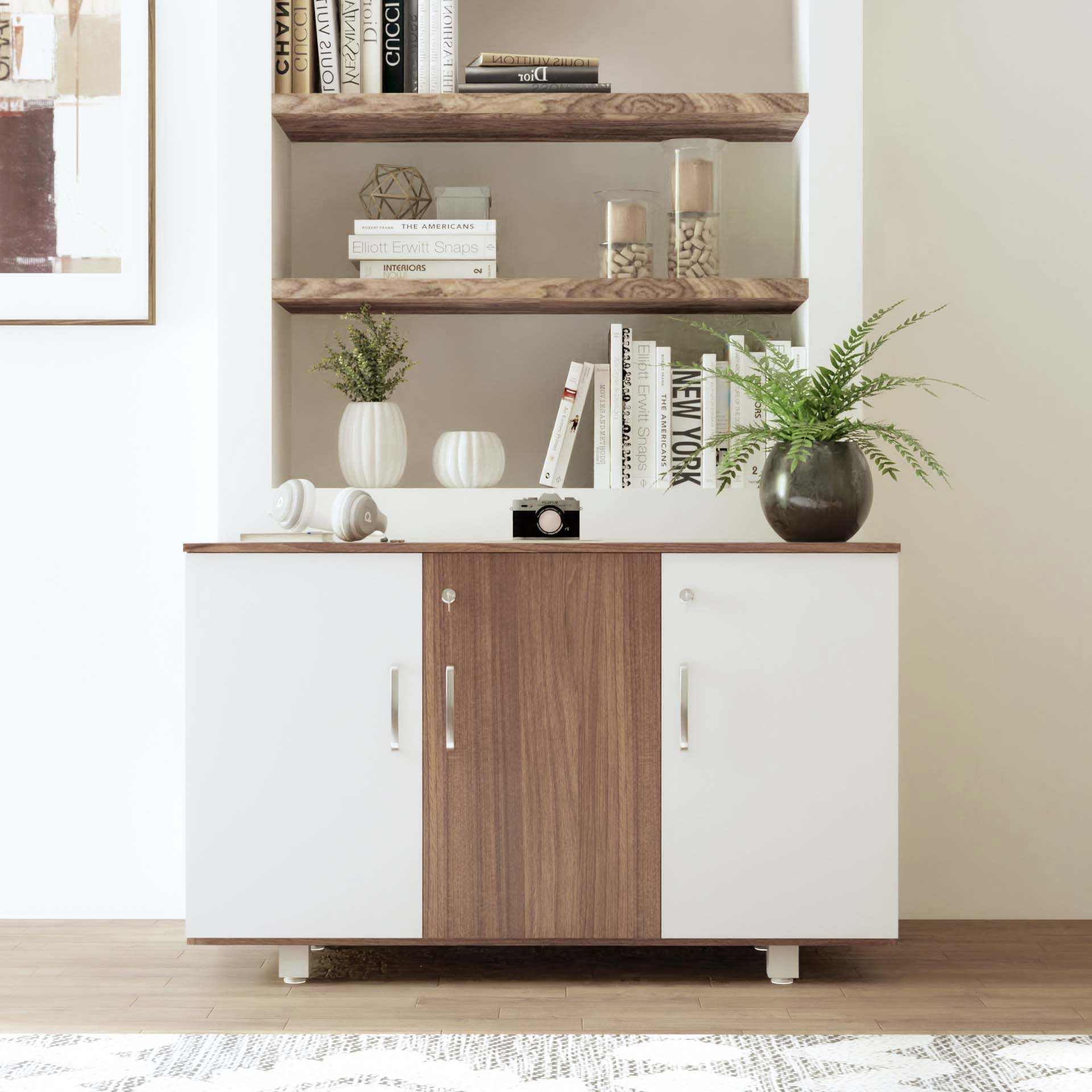 neudot Ronald Dock 3 Door Enginereed Wood Cabinet Teak | Space & Clothes Organizer | Cupboard | Wardrobe | 1 Year Warranty