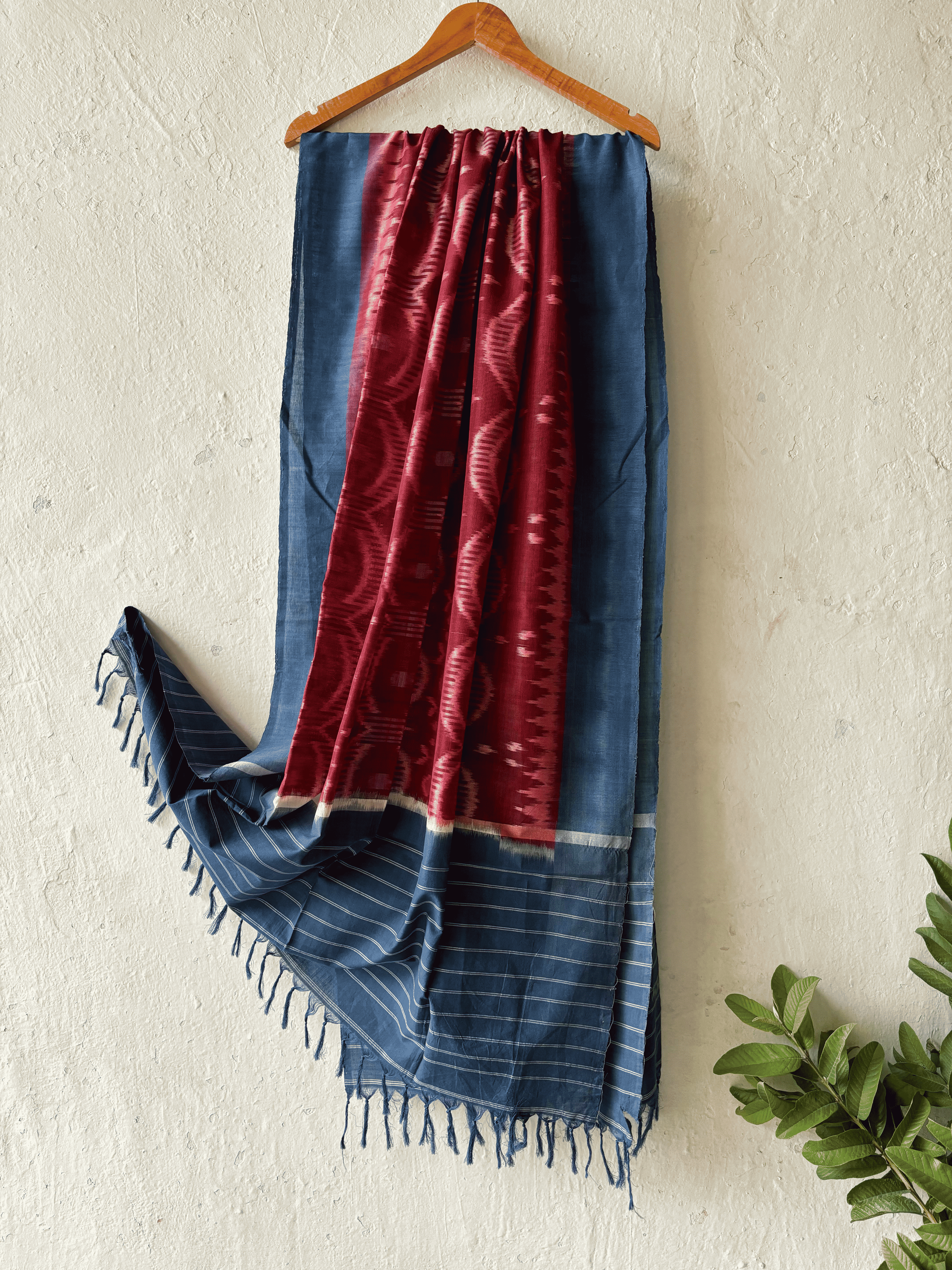 Cotton Weft Ikat Maroon Red Ikat Duppata