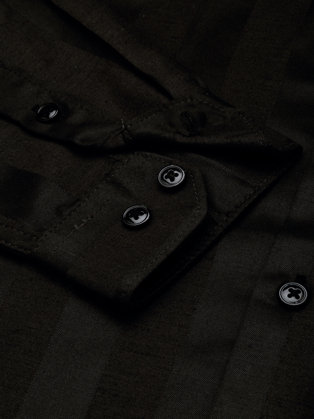 Showoff | SHOWOFF Men's Spread Collar Solid Black Classic Shirt 6