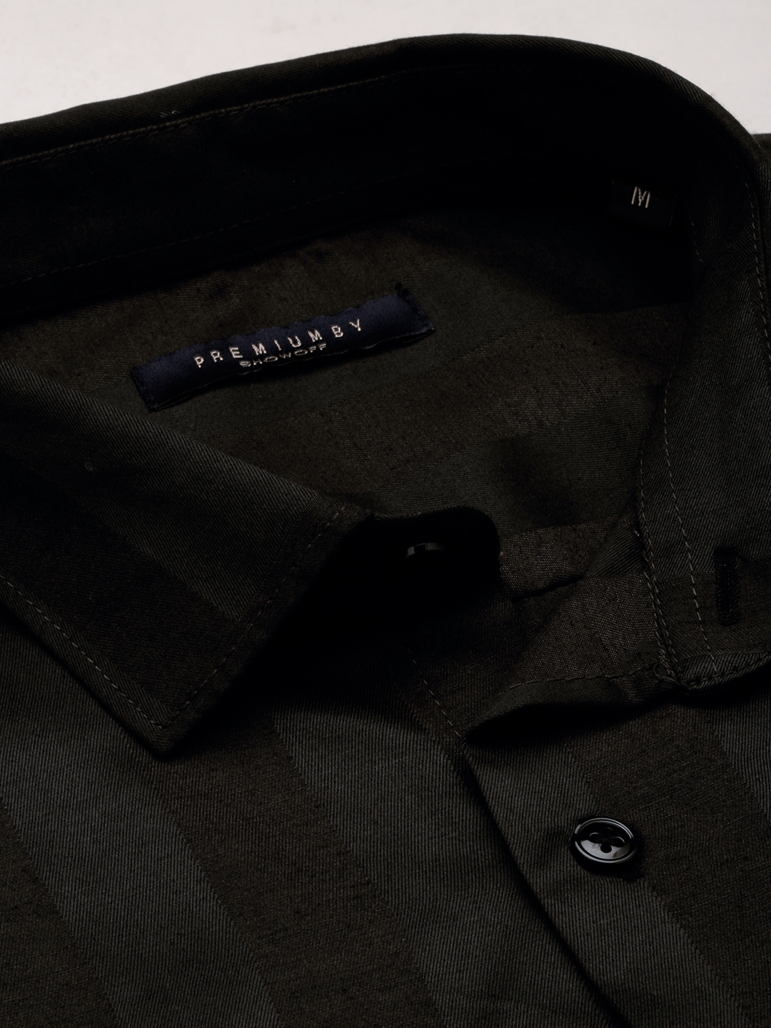 Showoff | SHOWOFF Men's Spread Collar Solid Black Classic Shirt 5