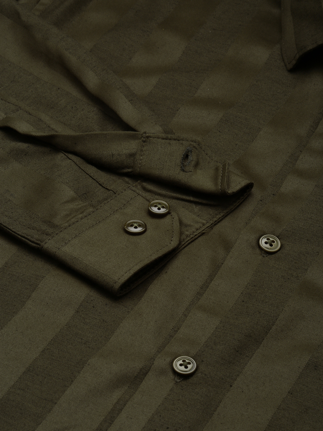 SHOWOFF Men's Spread Collar Solid Olive Classic Shirt