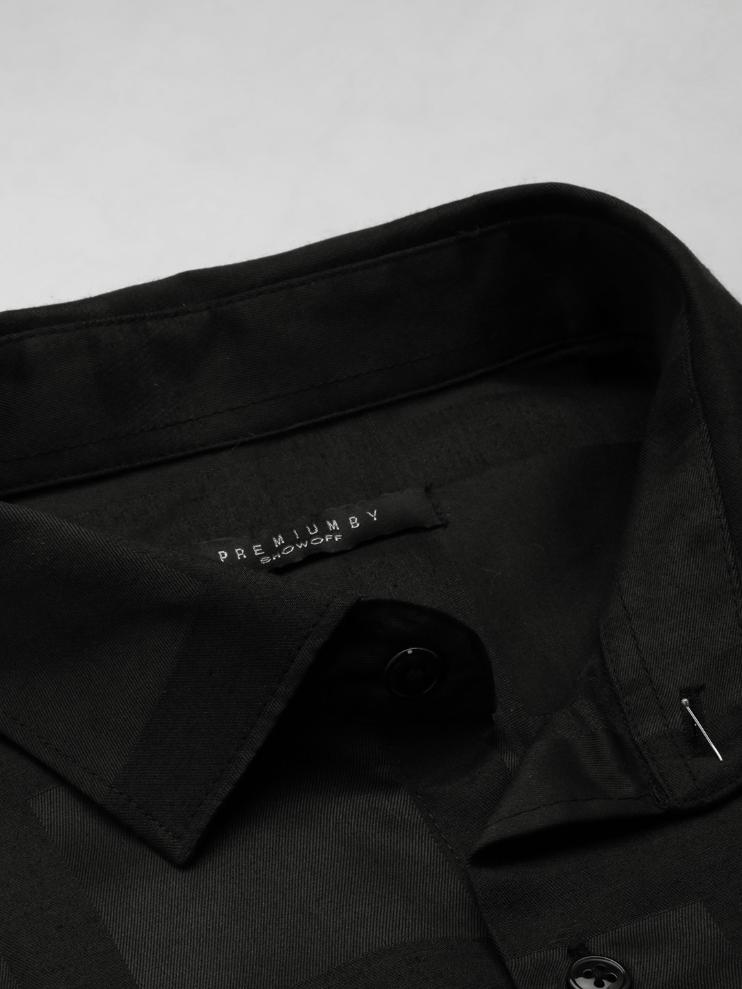 SHOWOFF Men's Spread Collar Solid Black Classic Shirt