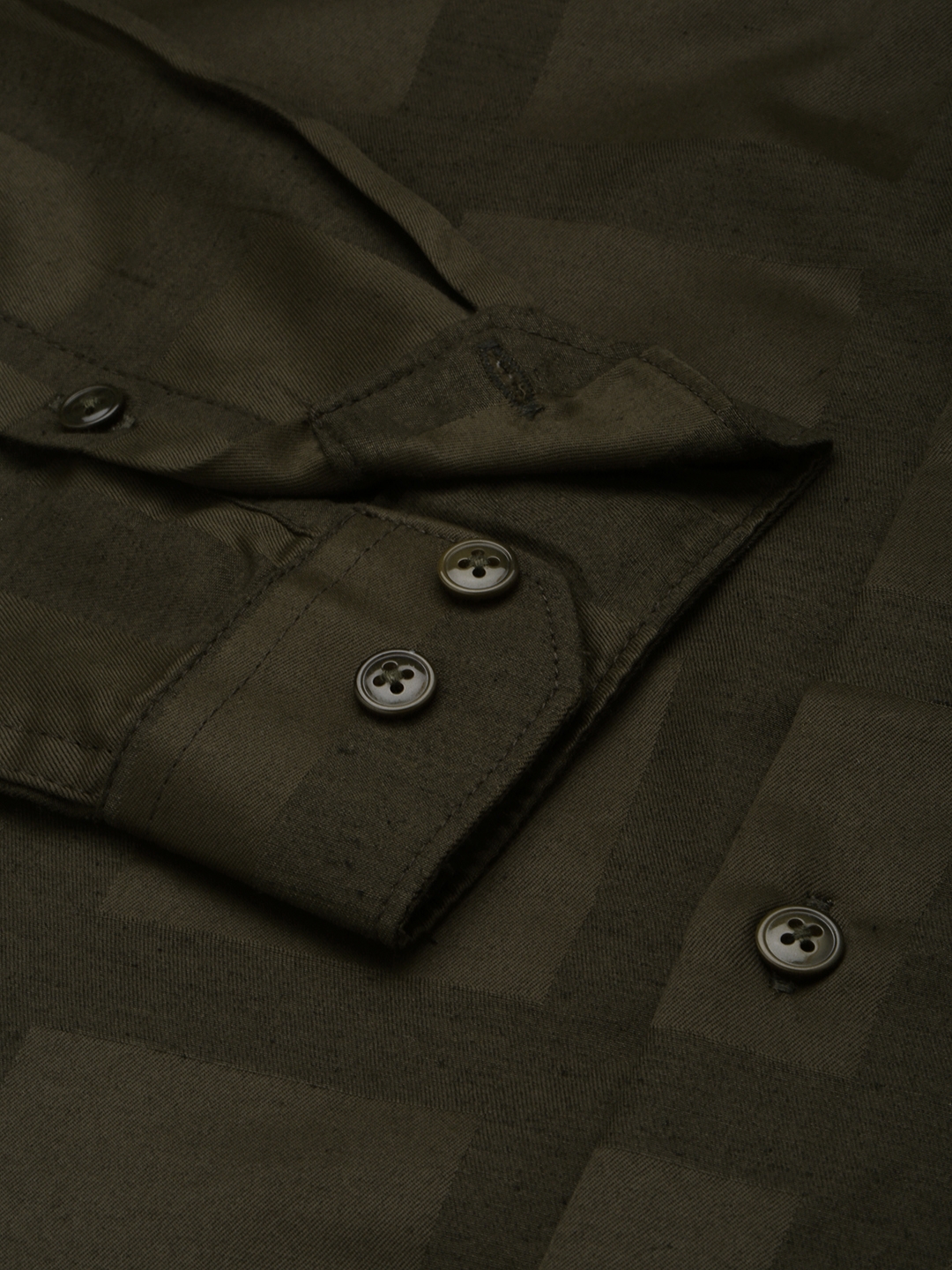 Showoff | SHOWOFF Men's Spread Collar Solid Olive Classic Shirt 6