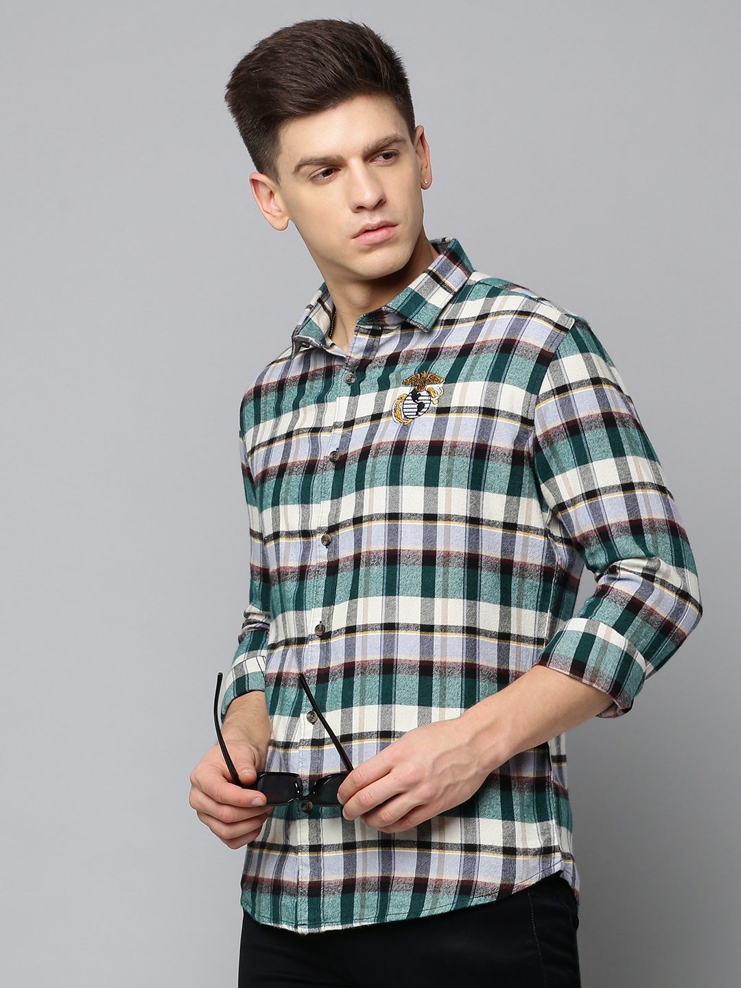 Showoff | SHOWOFF Men's Spread Collar Checked Multi Regular Fit Shirt 0