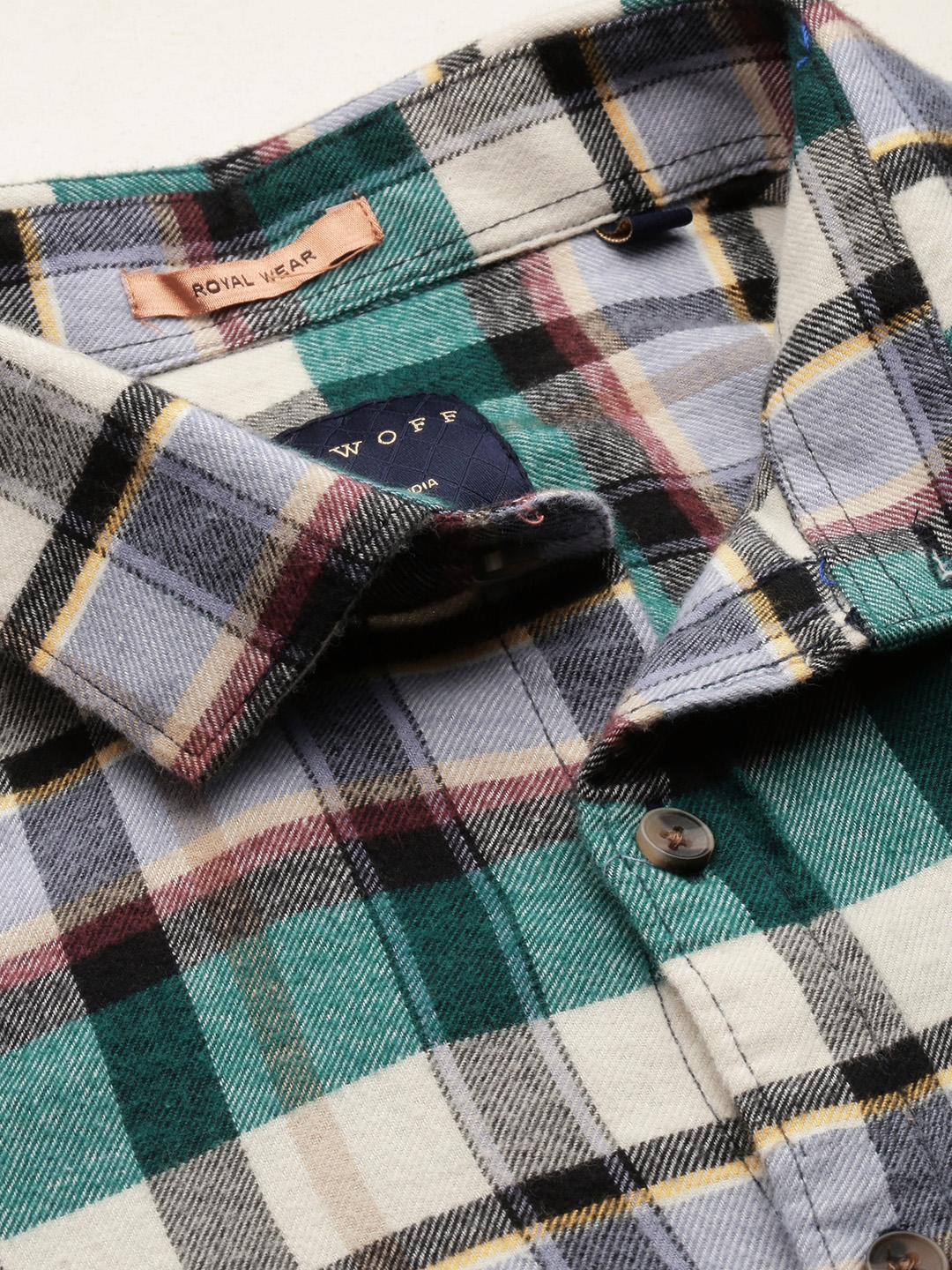 Showoff | SHOWOFF Men's Spread Collar Checked Multi Regular Fit Shirt 6