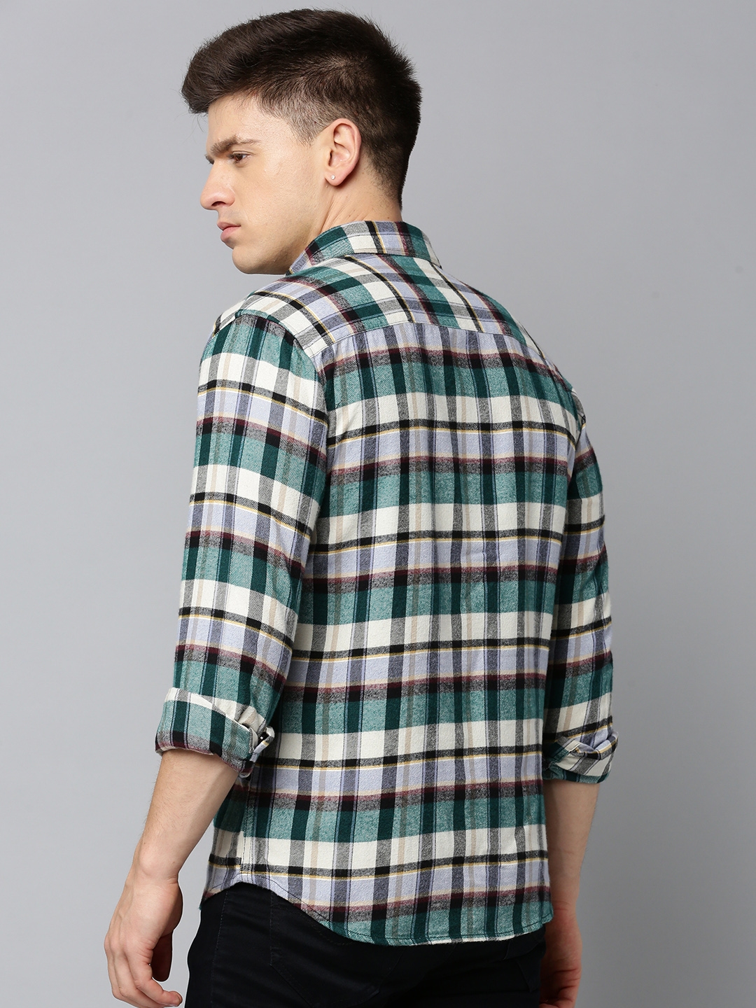 Showoff | SHOWOFF Men's Spread Collar Checked Multi Regular Fit Shirt 3
