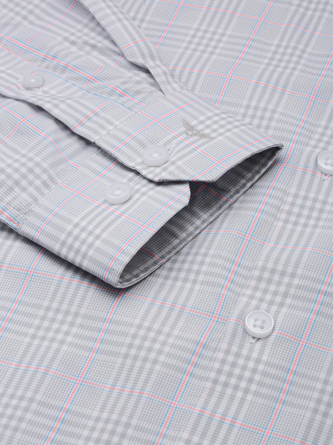 Showoff | SHOWOFF Men's Spread Collar Checked Grey Classic Shirt 6