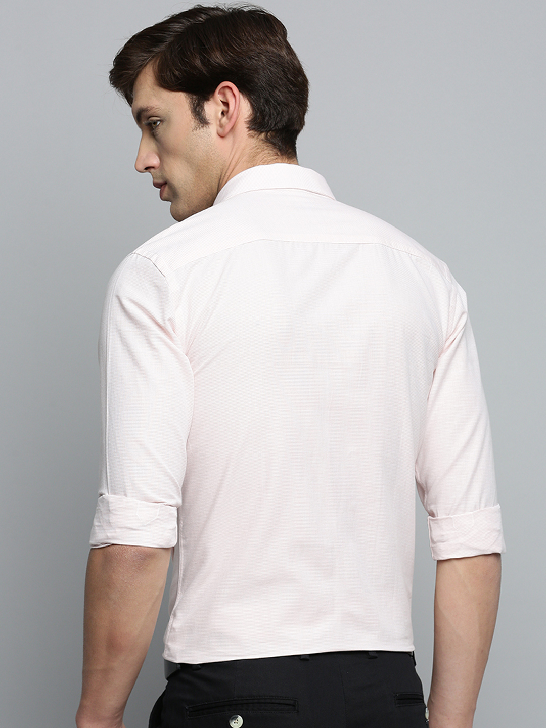 SHOWOFF Men's Spread Collar Striped Peach Classic Shirt