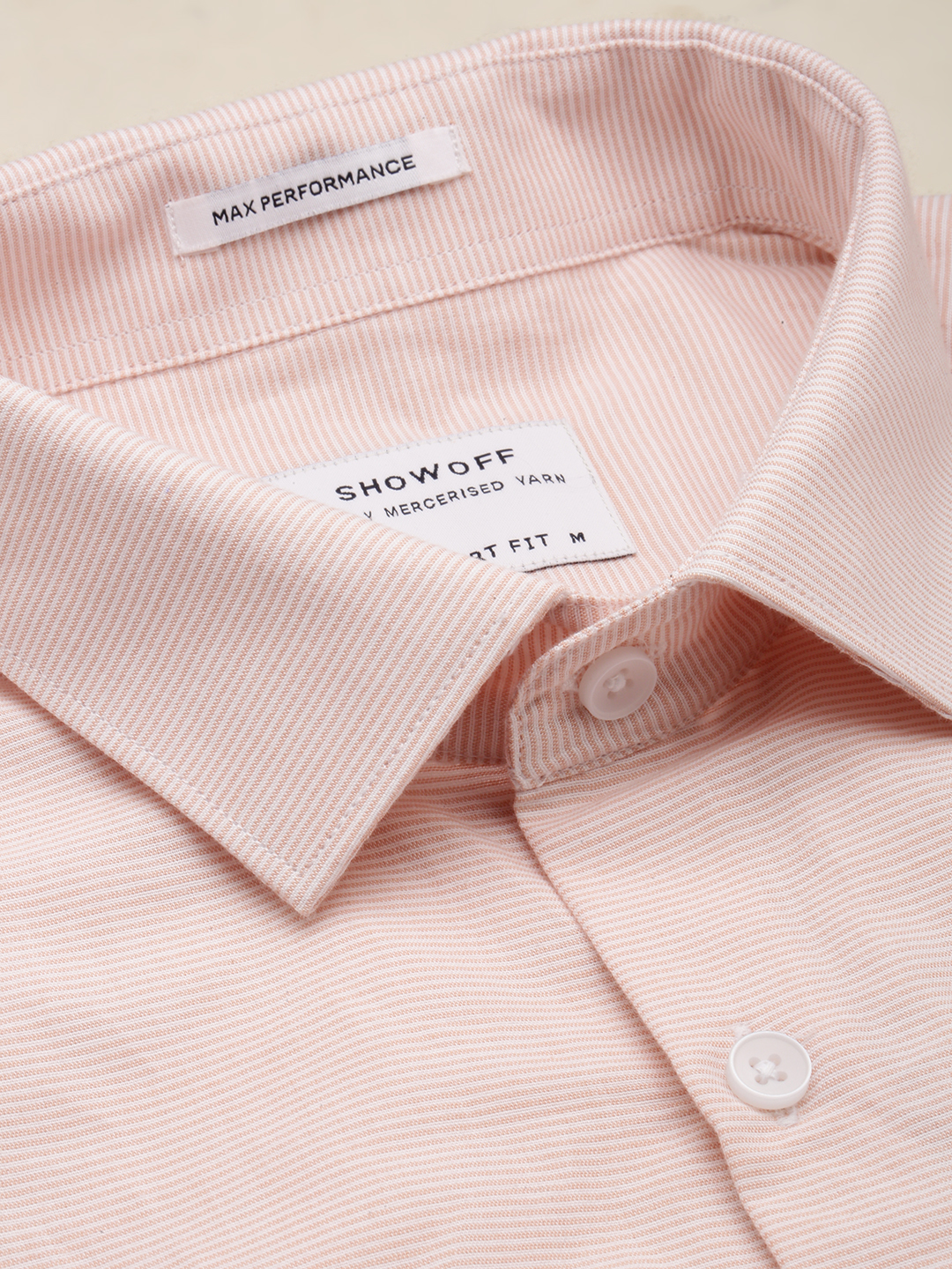 SHOWOFF Men's Spread Collar Striped Peach Classic Shirt