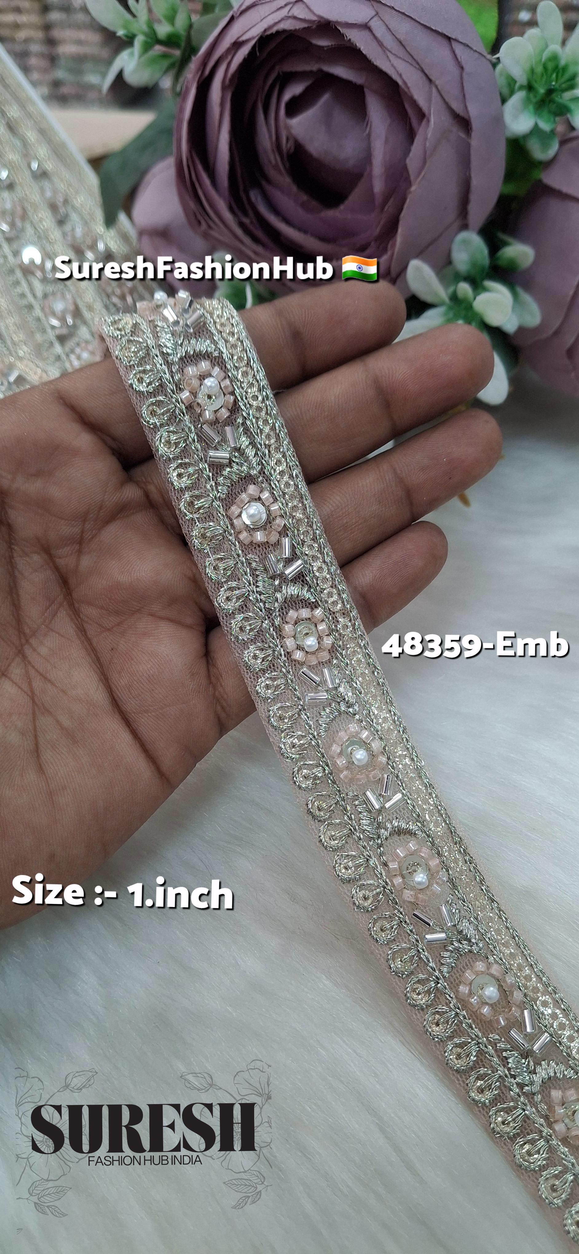 Beaded Floral Charm Net Embroidered Lace