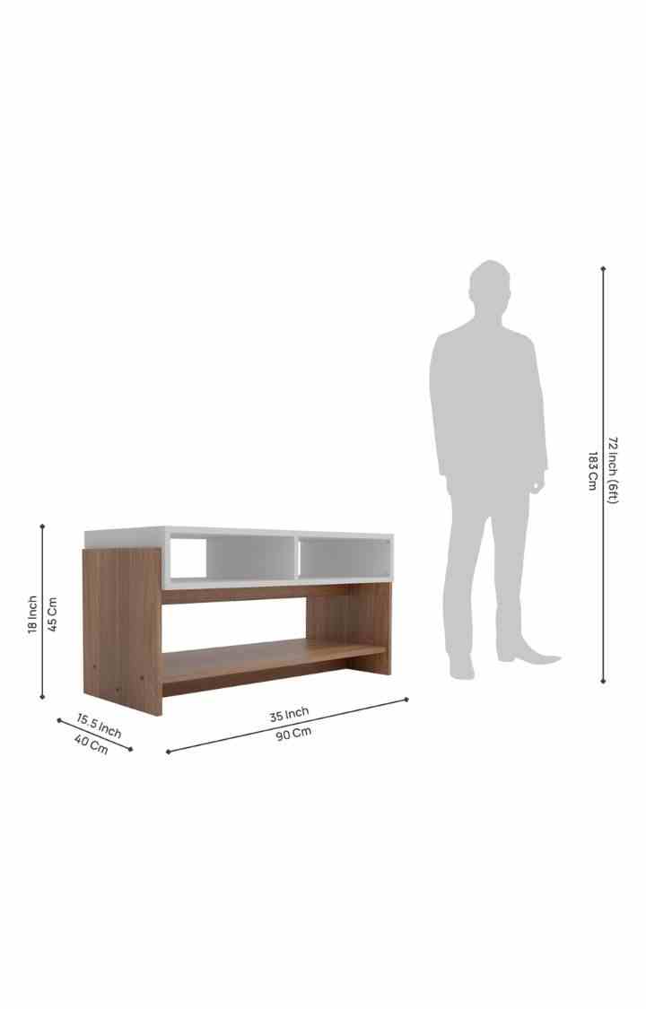 Wing Coffee Table with Open Rack | Center Table for Living Room - Leon Teak Finish