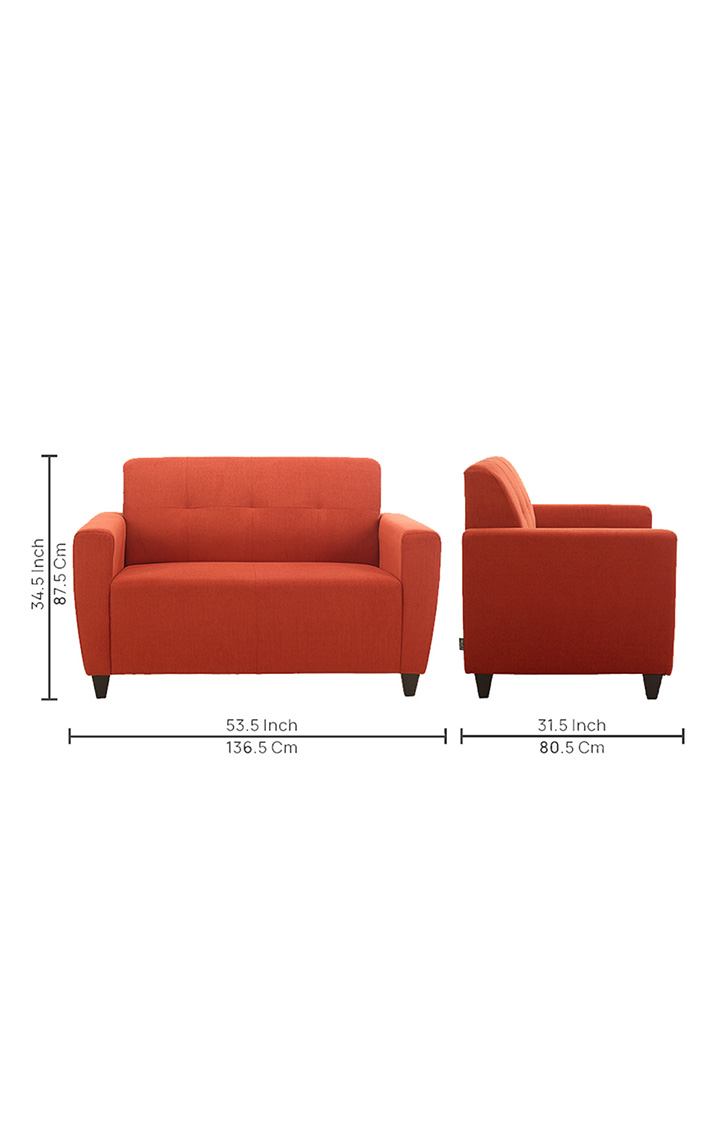 neudot Elegance Sofa for Living Room |2 Person Sofa|Premium Fabric with Cushioned Armrest | Solid Wood Frame|2 Seater in Rusty Cider Orange Color