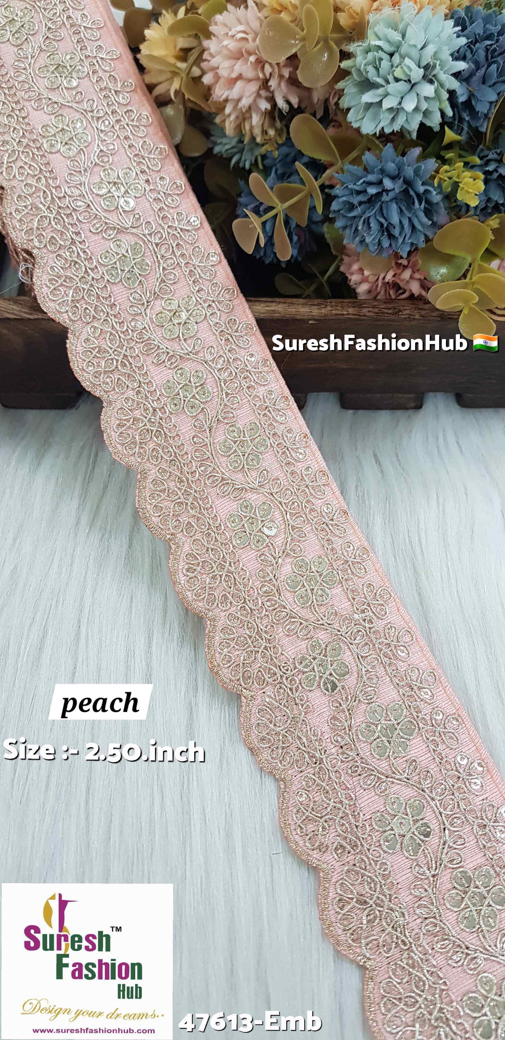 Floral Peach Fabric Based Embroidery
