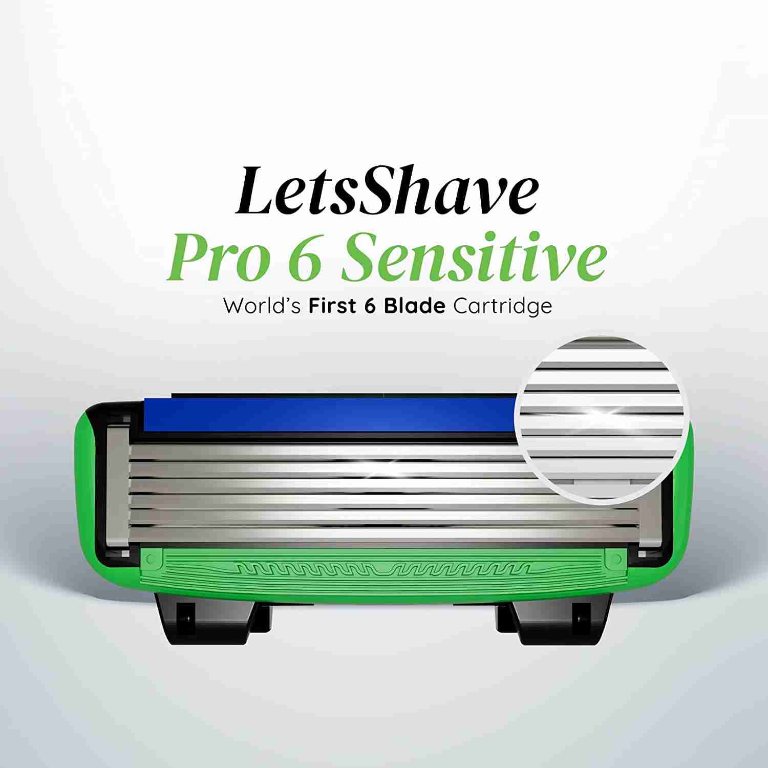 LetsShave Pro 6 Sensitive Razor Trial Kit for Men Pro 6 Sensitive Blade + Razor Handle + Shave Gel