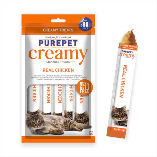 Purepet Real Chicken Lickable Creamy Treats for Cats, 75g